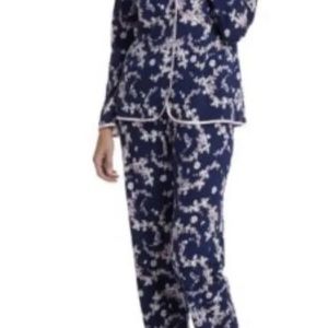 Women’s Clearance Sale Miss Elaine Print Pajama Set Long Sleeve Knit  Navy Small